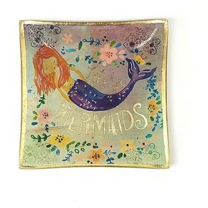 Natural Life 5x5 Glass Mermaid Trinket Tray